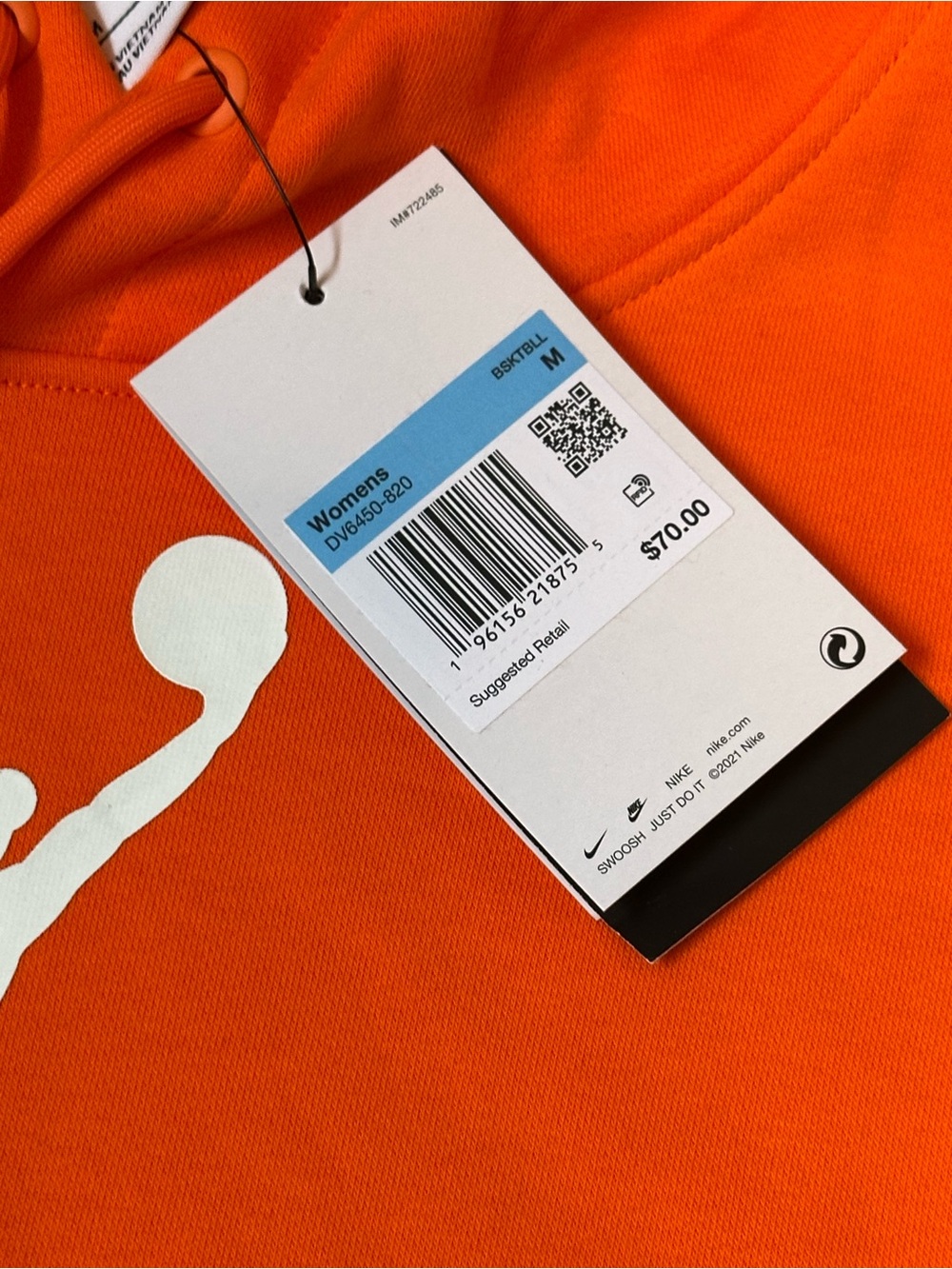 Nike | Women’s Size M | Orange WNBA Logo Cropped Hoodie - NWT! - Picture 3 of 7